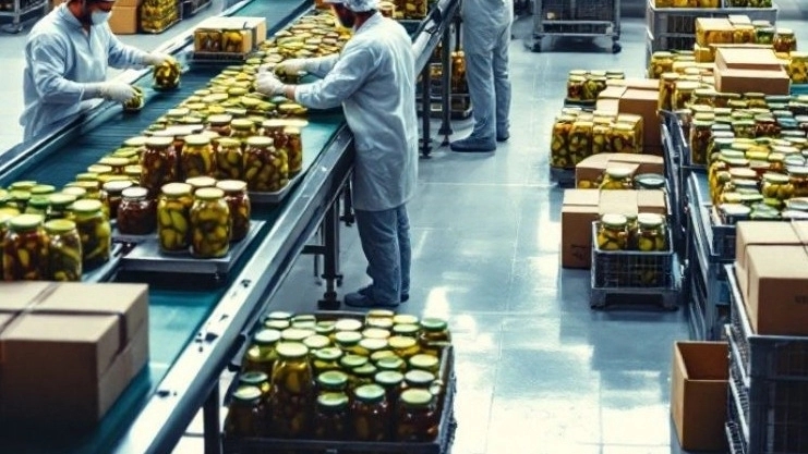 Production and packaging line of pickles, cucumbers and olives Production and packaging line of pickles, cucumbers and olives